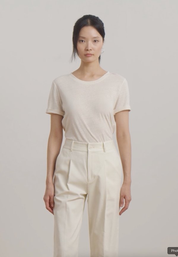 LINEN BLEND JERSEY SHORT SLEEVE TEE - Print T-shirt - mascarpone cream2