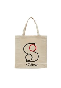 Bežna platnena torba s odvažnim crnim i crvenim logotipom s natpisom "s.Oliver". Jednostavan, pravokutan oblik s dvostrukim ručkama.