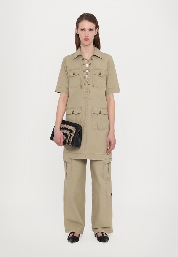 RECORD - Denim dress - latte3