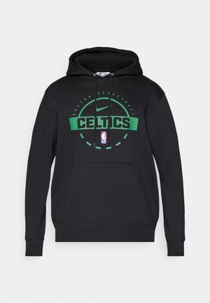 Hanorac negru din amestec de bumbac, cu un grafic verde "CELTICS", logo-ul NBA, buzunar tip cangur și glugă ajustabilă cu șnur.