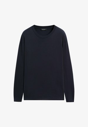 Massimo Dutti, 100% COTTON LONG SLEEVE T-SHIRT - Longsleeve - mottled dark blue