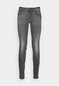 Slim-fit grijze jeans van denim, met een vervaagd ontwerp, vijf zakken en een metalen knoopsluiting bij de taille.