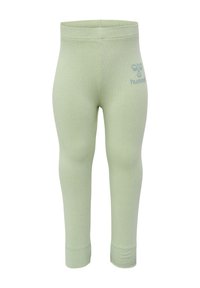 Ljust gröna leggings i stretchigt material, med en tajt passform och resårmidja; inkluderar en liten logotyp på sidan.