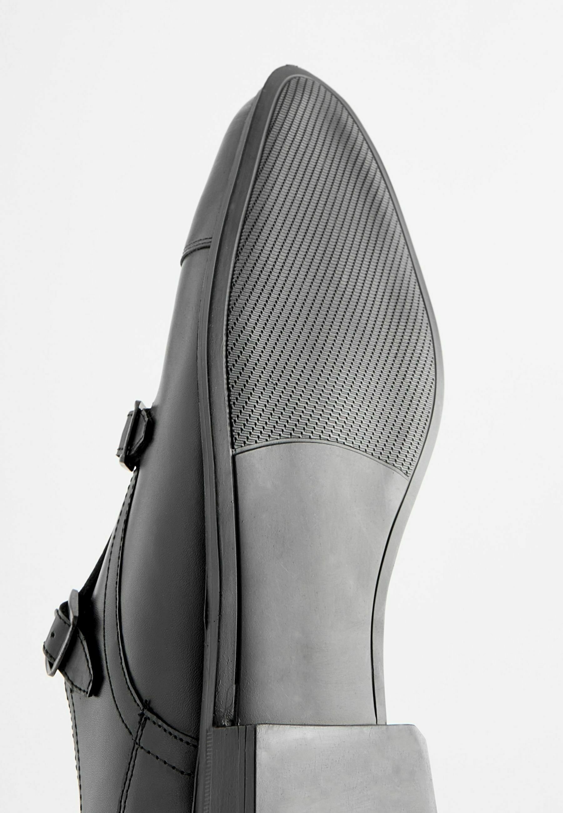 Next LEATHER DOUBLE MONK SHOES - Biznesowe loafersy/czarny