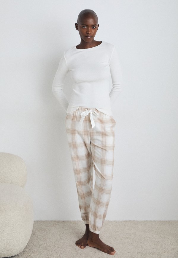 PANT CHECK CUFF - Pyjama bottoms - tan2