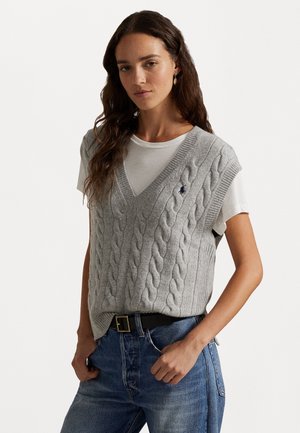 CABLE-KNIT CASHMERE SLEEVELESS JUMPER - Strickpullover - soft grey melange