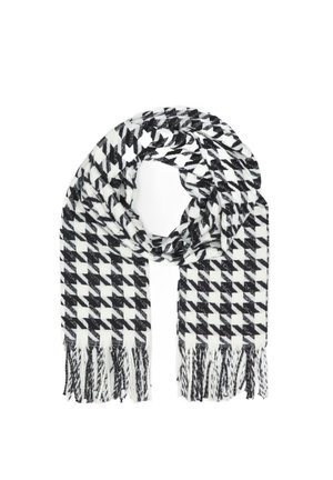 MIT HAHNENTRITT-MUSTER UND FRANSEN - Scarf - schwarz