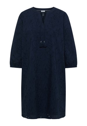 Cecil, KNEE-LENGTH DRESS WITH 3/4-SLEEVE AND STICKEREI, petrol