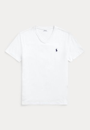 Polo Ralph Lauren, CUSTOM SLIM FIT JERSEY V-NECK T-SHIRT - Обикновена тениска - white