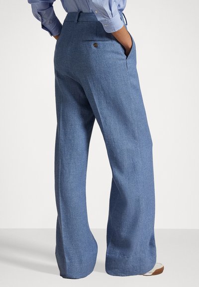 Polo Ralph Lauren LINEN COTTON TWILL WIDE LEG TROUSER - Trousers - blue