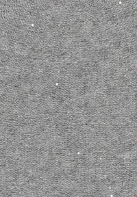 Gray sequin fabric with a textured surface, featuring scattered shiny sequins, creating a subtle shimmer against a soft gray backdrop.