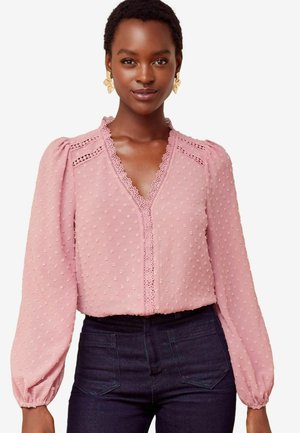 Love & Roses V NECK TRIM DOBBY - REGULAR FIT - Blúz - pink