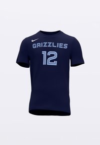 Sötétkék sportpóló rövid ujjakkal, világoskék betűkkel nyomtatva a "GRIZZLIES" felirat és a "12" szám. A vállon Nike logó található.