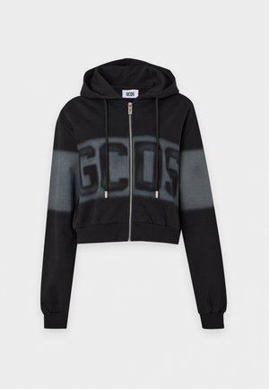 GCDS, LOGO SPRAY ZIP HOODIE - Суитшърт с цип - black/grey
