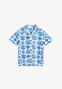 Unselected, blue white tile print