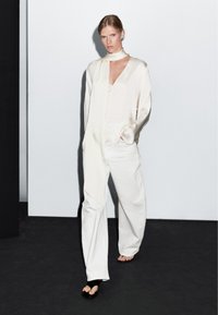 Massimo Dutti HIGH-WAIST BARREL FIT - Wide Leg - white