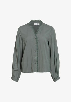 VILA, LONG SLEEVED SHIRT VIGRACE V-NECK - Chemisier - balsam green
