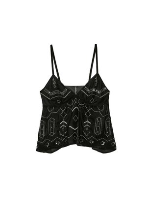 WITH RHINESTONES - Top - black