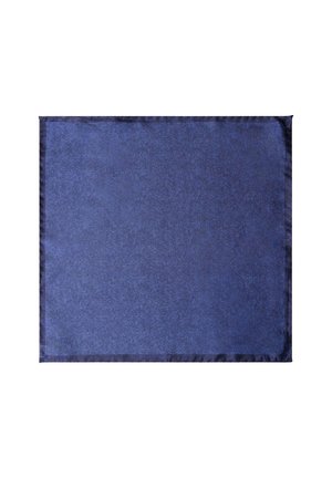 Blauw vierkant stoffen servet met een donkerder blauwe gestikte rand, plat gelegd op een witte achtergrond.