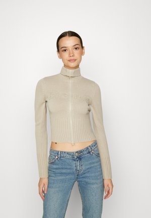 FUNNEL NECK ZIP THROUGH - Striktrøjer - ecru