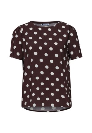 Street One, SHORT-SLEEVE BLOUSE SHIRT WITH ROUND NECK - T-shirt print - espresso brown