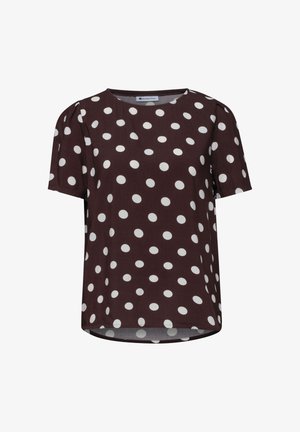 Street One, SHORT-SLEEVE BLOUSE SHIRT WITH ROUND NECK - T-shirt imprimé - espresso brown