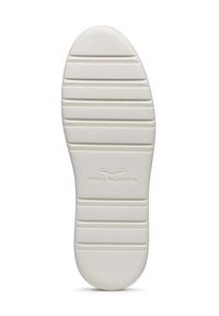 Suola in gomma bianca con scanalature orizzontali, logo impresso "VOILE BLANCHE" vicino al fondo e design della punta arrotondata.