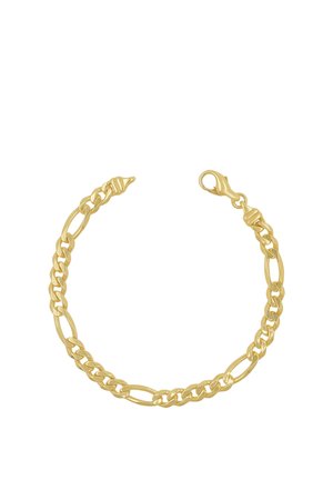 Bracelet chaîne en or avec maillons plats et ovales alternés, sécurisé par un fermoir mousqueton.