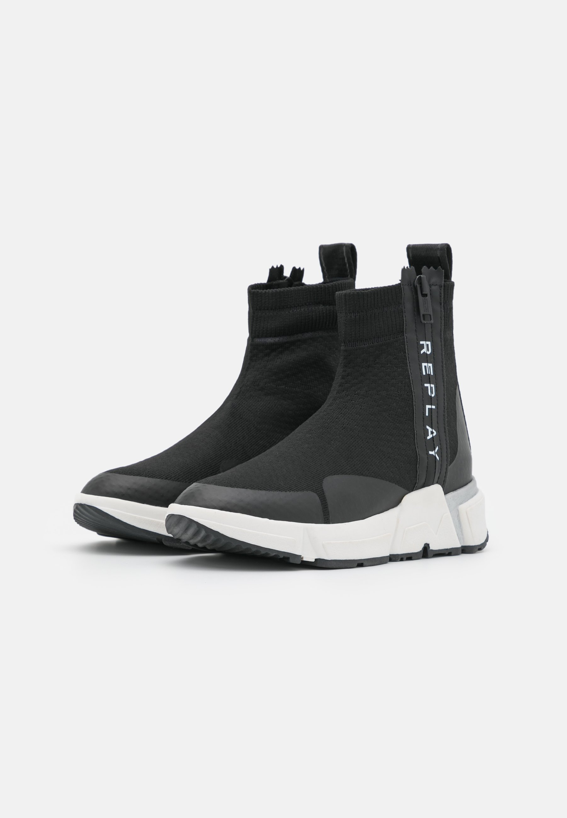 Replay SABLE - Enkellaarsjes met sleehak - black/white/Zwart - Zalando.nl