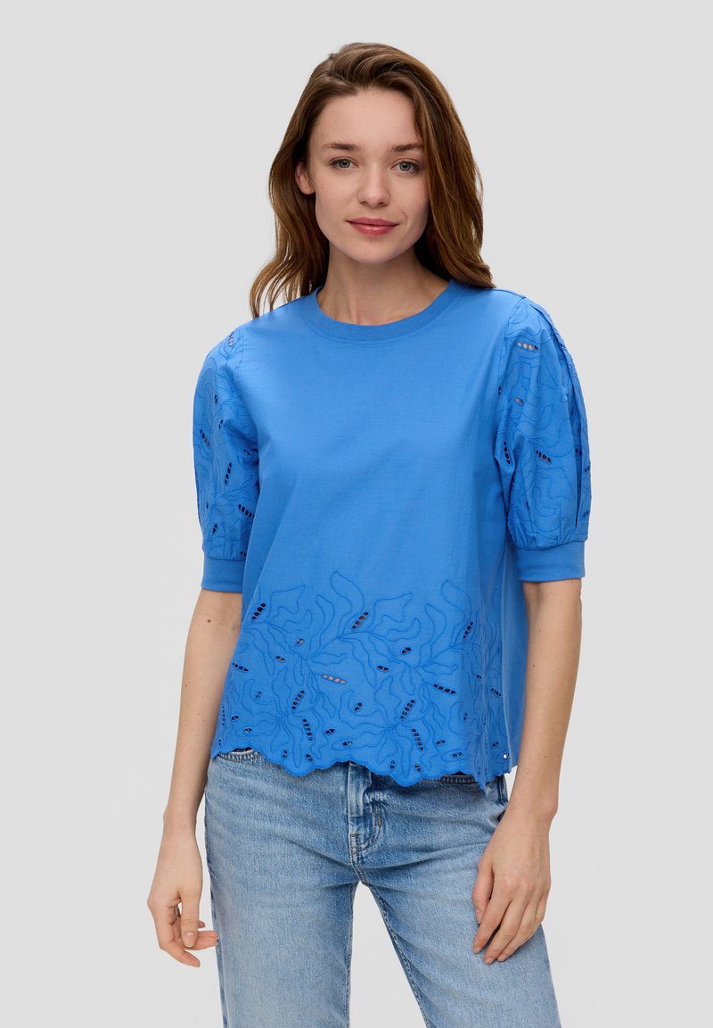 s.Oliver SEMITRANSPARENTER OPTIK - T-shirt print - royalblau