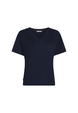 icebreaker, W MER 150 TECH LITE SS RELAX V NECK TEE - Printtipaita - midnight navy