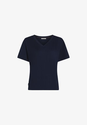 icebreaker, W MER 150 TECH LITE SS RELAX V NECK TEE - Printtipaita - midnight navy