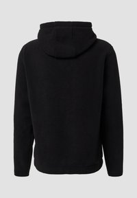Czarna bluza z kapturem, wykonana z miękkiego, teksturowanego materiału. Posiada kaptur, długie rękawy i prosty dół. Minimalistyczny design, bez widocznego logo.