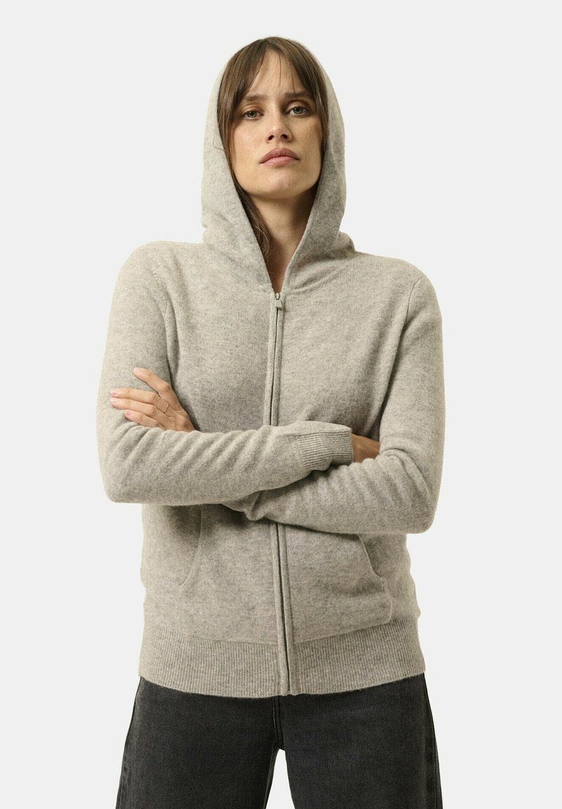 Just Cashmere FULL ZIP WITH HOOD - Kardigan - mottled cloud