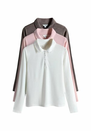 REGULAR FIT - 3 PACK LONG SLEEVE  - Polokošeľa - brown pink cream