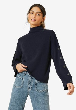 Friends Like These WIDE SLEEVE BUTTON FUNNEL NECK - Neule - navy