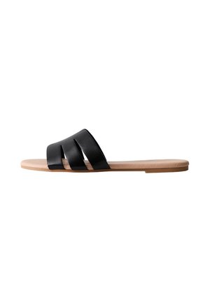 WIDE FIT FAUX LEATHER CUTOUT FLAT - Sandalen - black