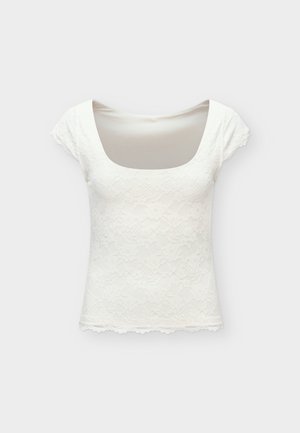Abercrombie & Fitch, LACE REVERSIBLE SCOOPNECK - Βασικό μπλουζάκι - off-white