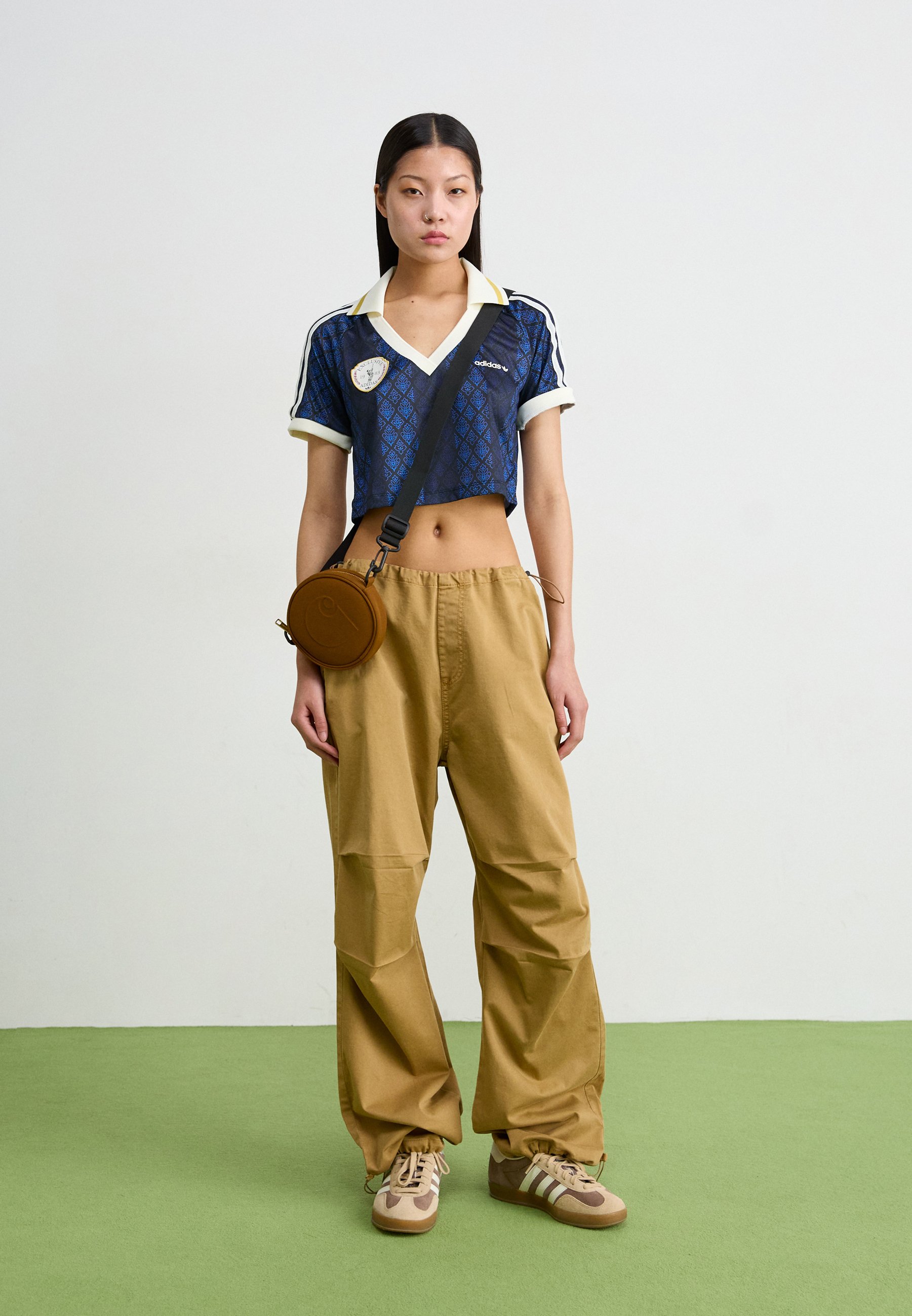 売れ筋商品|||アディダスオリジナルス Tシャツ レディース トップス CROP - Polo shirt - black/night indigo アディダスオリジナルス レディース Tシャツ トップス CROP