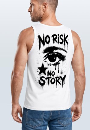 Neverless TANKTOP HERREN MIT GRAFIK-PRINT - NO RISK NO STORY - TRÄGERSHIRT - Top - weiß