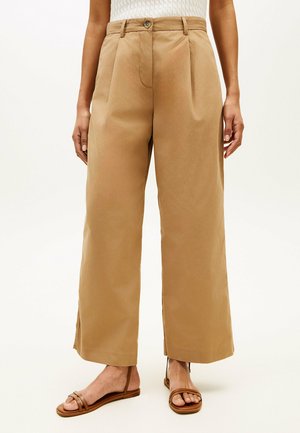 Tommy Hilfiger WASHED WIDE LEG TROUSERS - Trousers - bronze twist