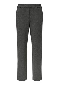 Pantalon droit à carreaux gris avec une taille élastique, présenté sur fond blanc, sans logo ni accessoire visible.