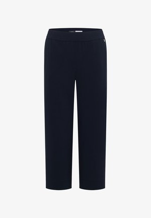 Laivastonsiniset suoralahkeiset housut, joissa on joustava vyötärönauha, nilkan pituus ja minimalistinen muotoilu.