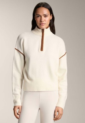 RAISED NECK WITH CONTRAST DETAILS - Maglione - white