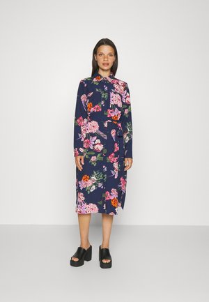 Vero Moda Petite VMVIOLA CALF SHIRT DRESS - Φόρεμα πουκάμισο - navy blazer