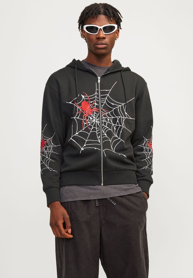 Jack & Jones - JORWEBSTER ZIP HOOD UNISEX - Mikina na zip - black, Zvětšit