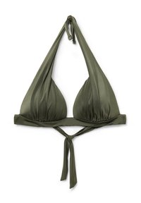 SHINY - Haut de bikini - weiß e shiny satin dark green