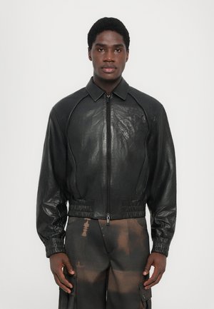 CRUNCH BIKER JACKET - Chaqueta de cuero - black