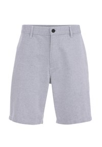 Gray shorts made of textured fabric, featuring a button closure and side pockets. Tailored fit with a clean, minimalist design.