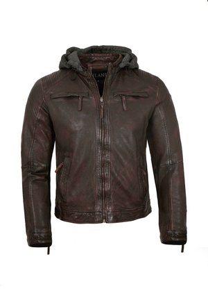 SANDOKO - Lederjacke - dunkelrot